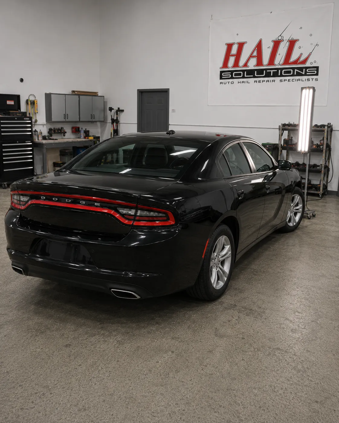 2016 Dodge Charger hail damage repair in Harrisonville, MO — detail photo 2