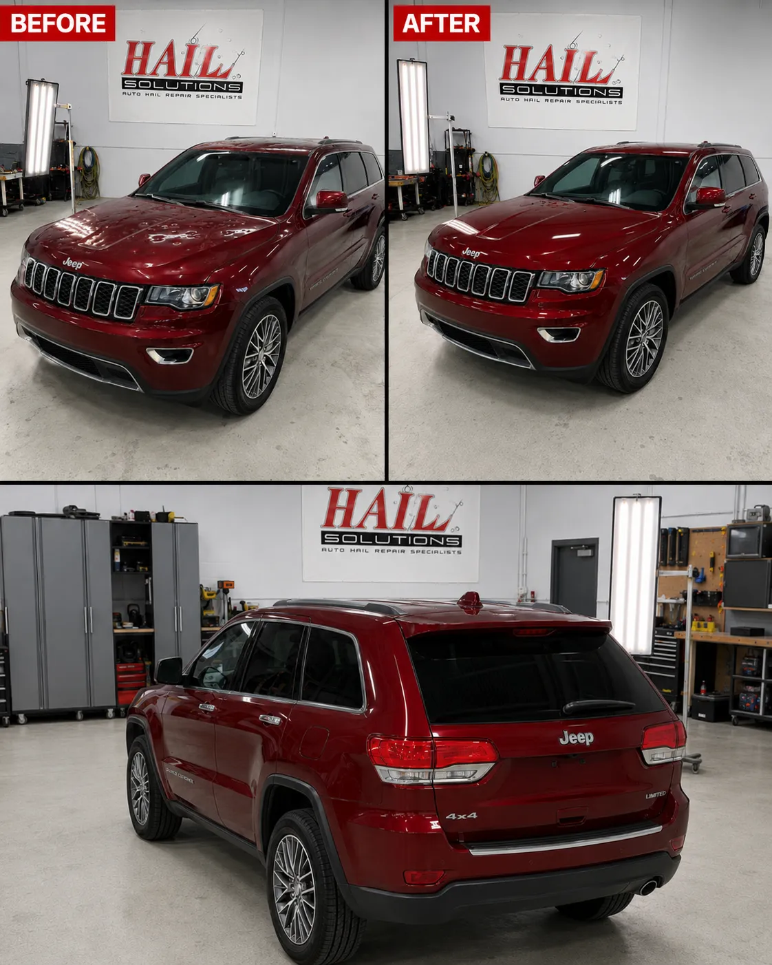 2017 Jeep Grand Cherokee hail damage repair in Prairie Village, KS — detail photo 2
