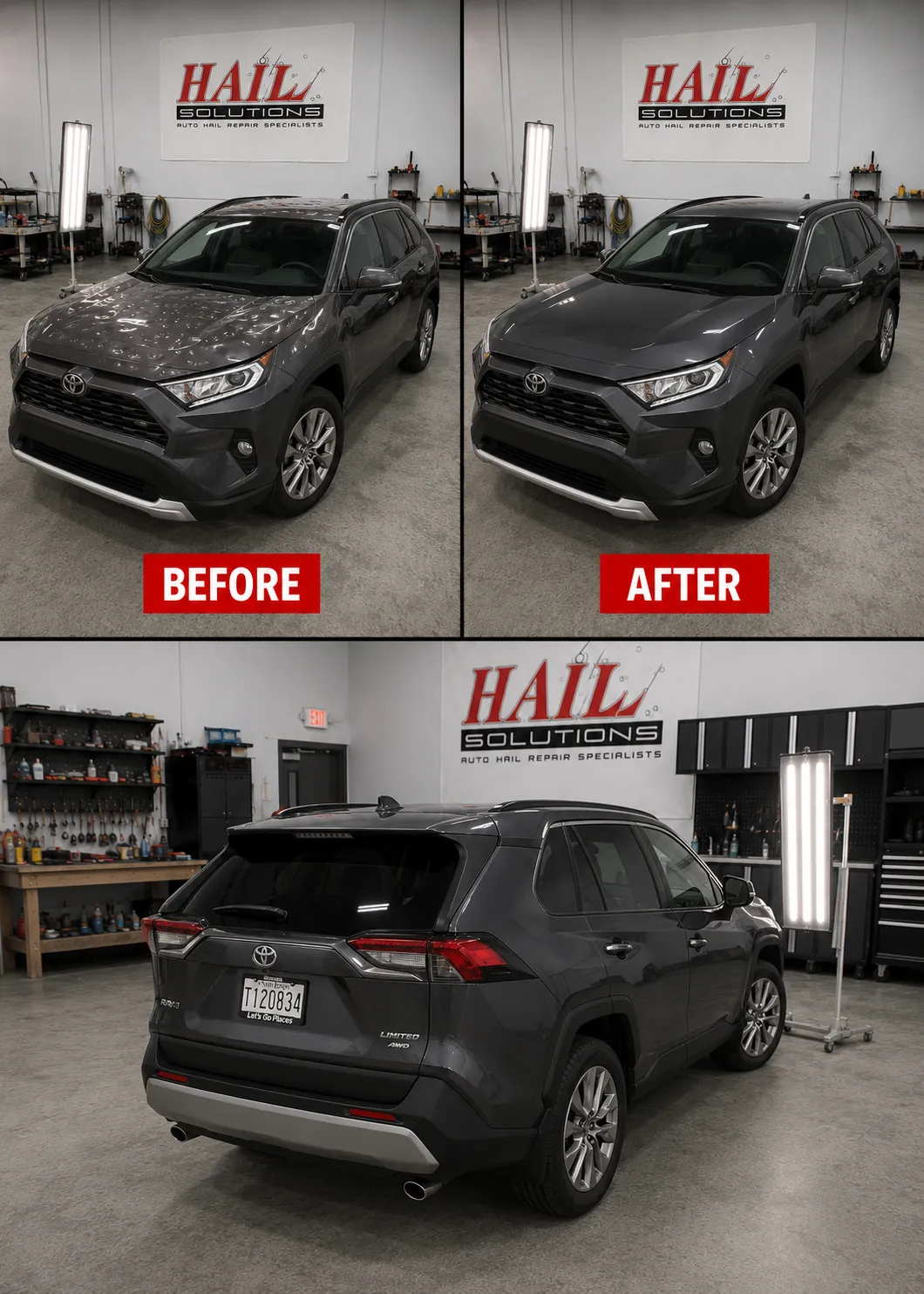 2019 Toyota RAV4 hail damage repair in Overland Park, KS — detail photo 2