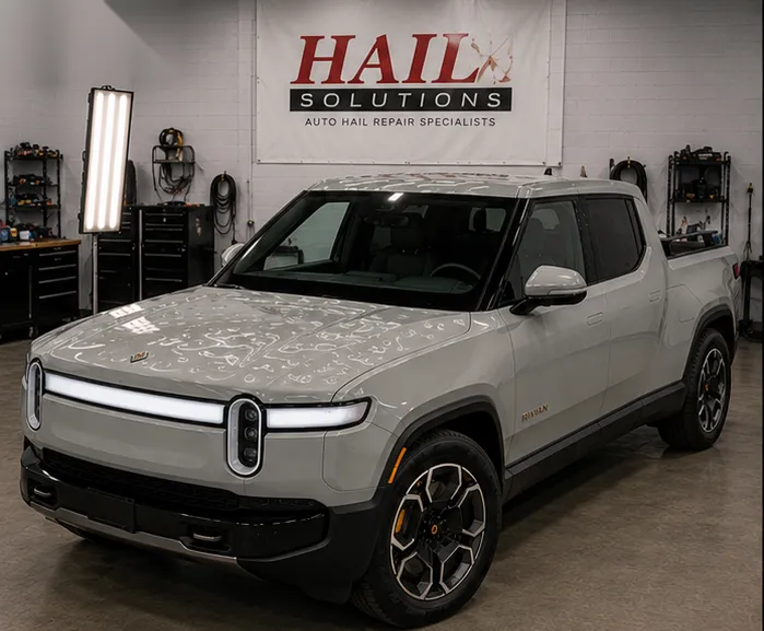2024 Rivian R1T hail damage repair in Overland Park, KS — detail photo 2