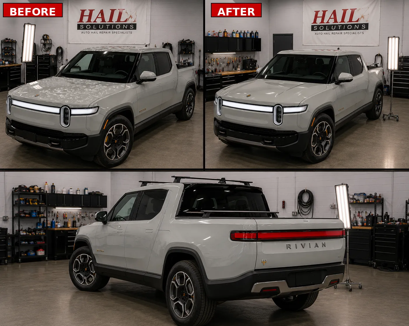 2024 Rivian R1T hail damage repair in Overland Park, KS — detail photo 3