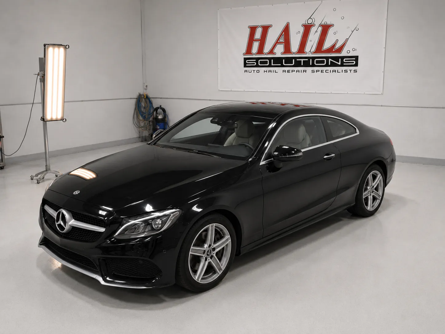 2017 Mercedes-Benz C-Class — Obsidian Black hail damage repair in Edgerton, KS
