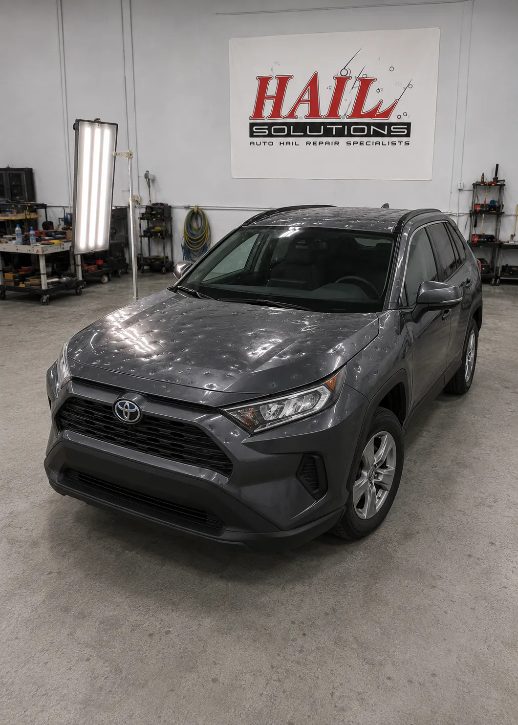 2019 Toyota RAV4 — Magnetic Gray Metallic hail damage repair in Overland Park, KS