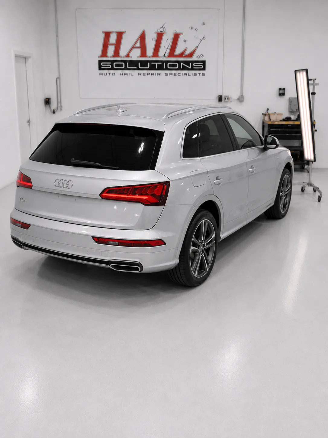2020 Audi Q5 — Florett Silver hail damage repair in Lenexa, KS