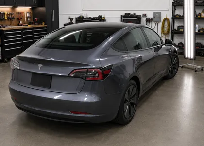 2023 Tesla Model 3 — Midnight Silver Metallic restored with paintless dent repair in Leawood, KS
