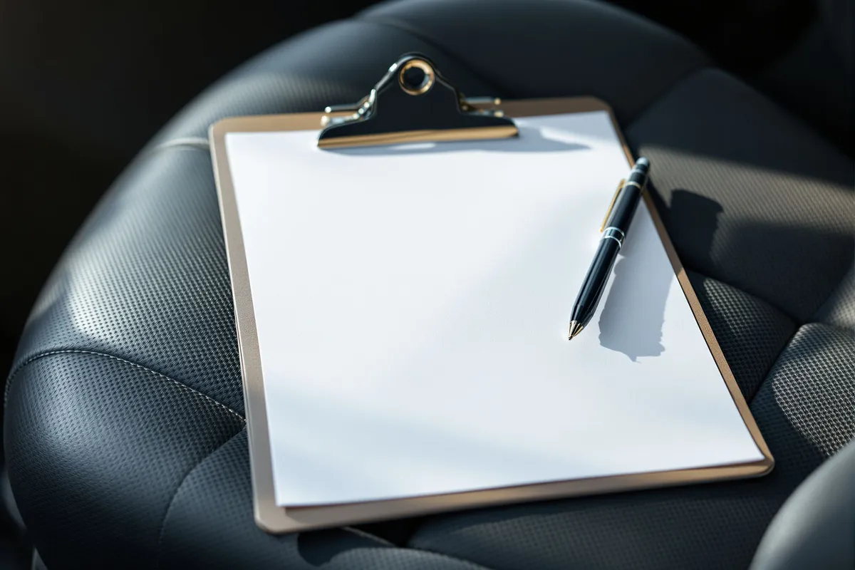 A clipboard and checklist for documenting hail damage