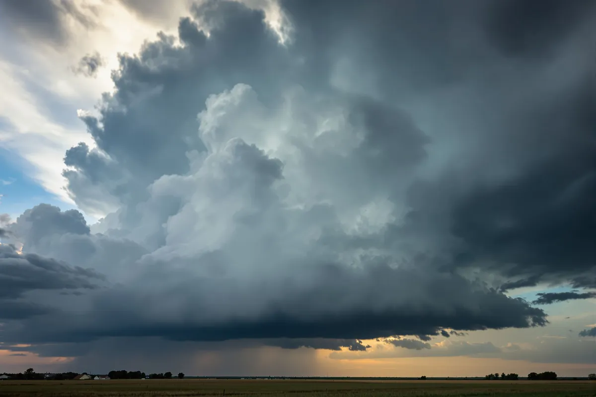 A dark storm cloud building over the Midwest during hail season
